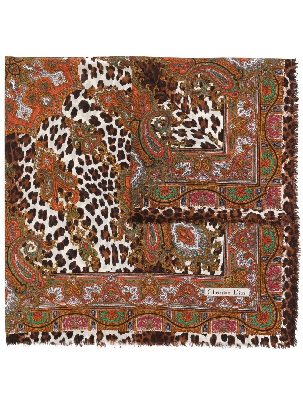 Pre-owned Dior  Large Printed Scarf In Brown