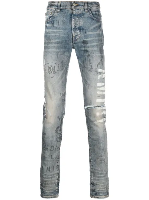 AMIRI slim-fit illustration print jeans