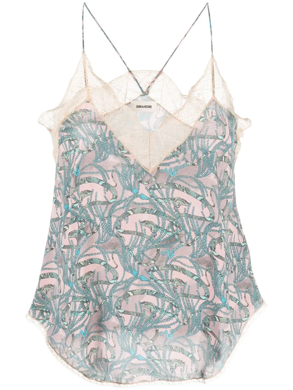

Zadig&Voltaire printed lace-trim camisole top - Pink