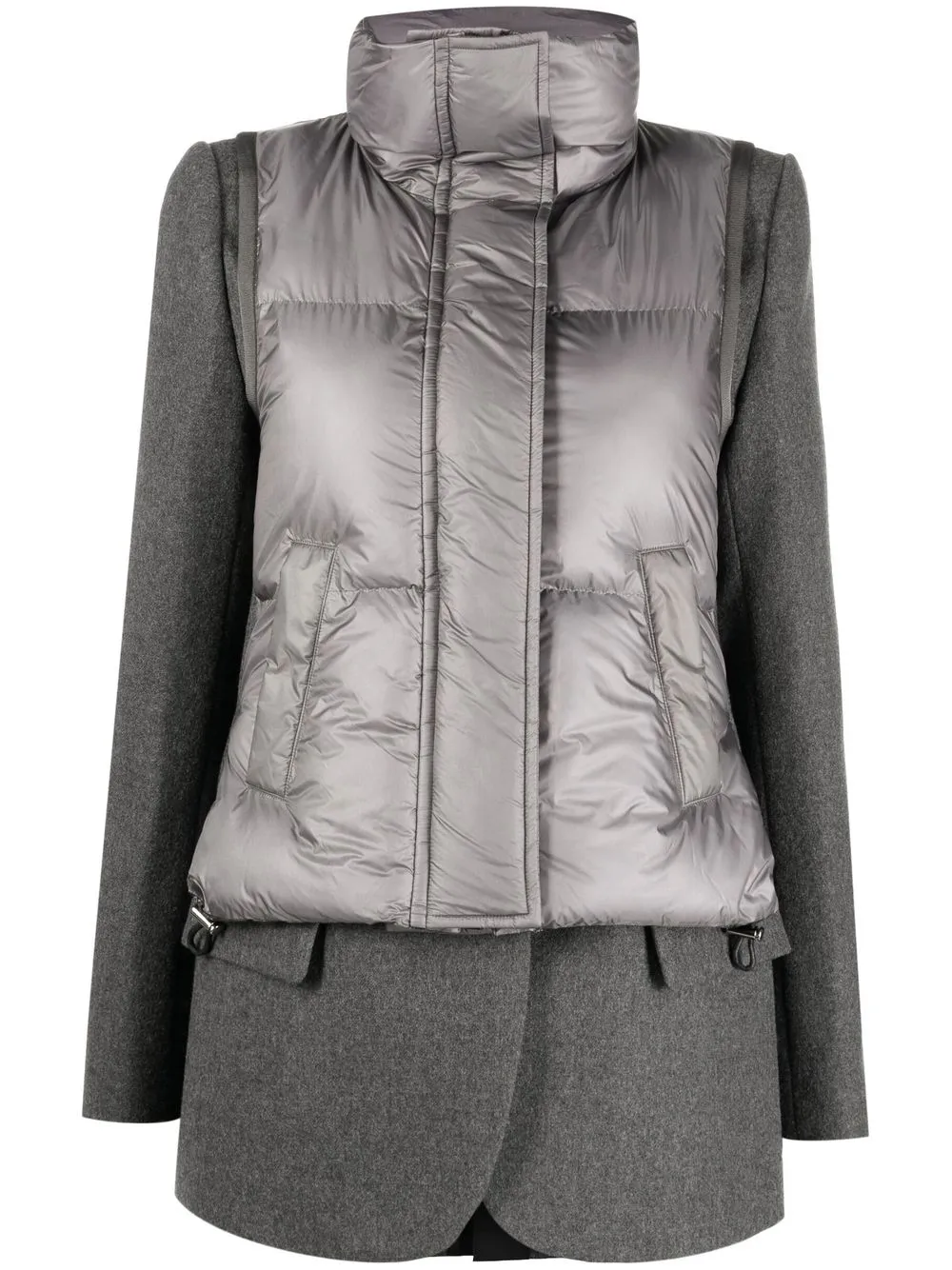 sacai high neck padded gilet - Grey