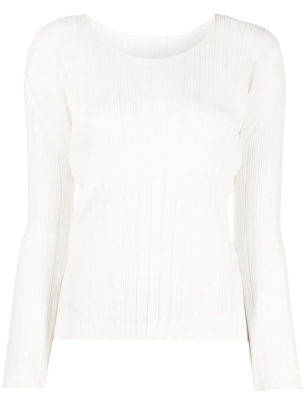 

Pleats Please Issey Miyake top plisado con cuello barco - Blanco