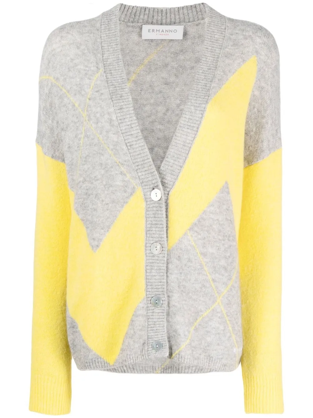 

ERMANNO FIRENZE zig-zag print knit cardigan - Grey