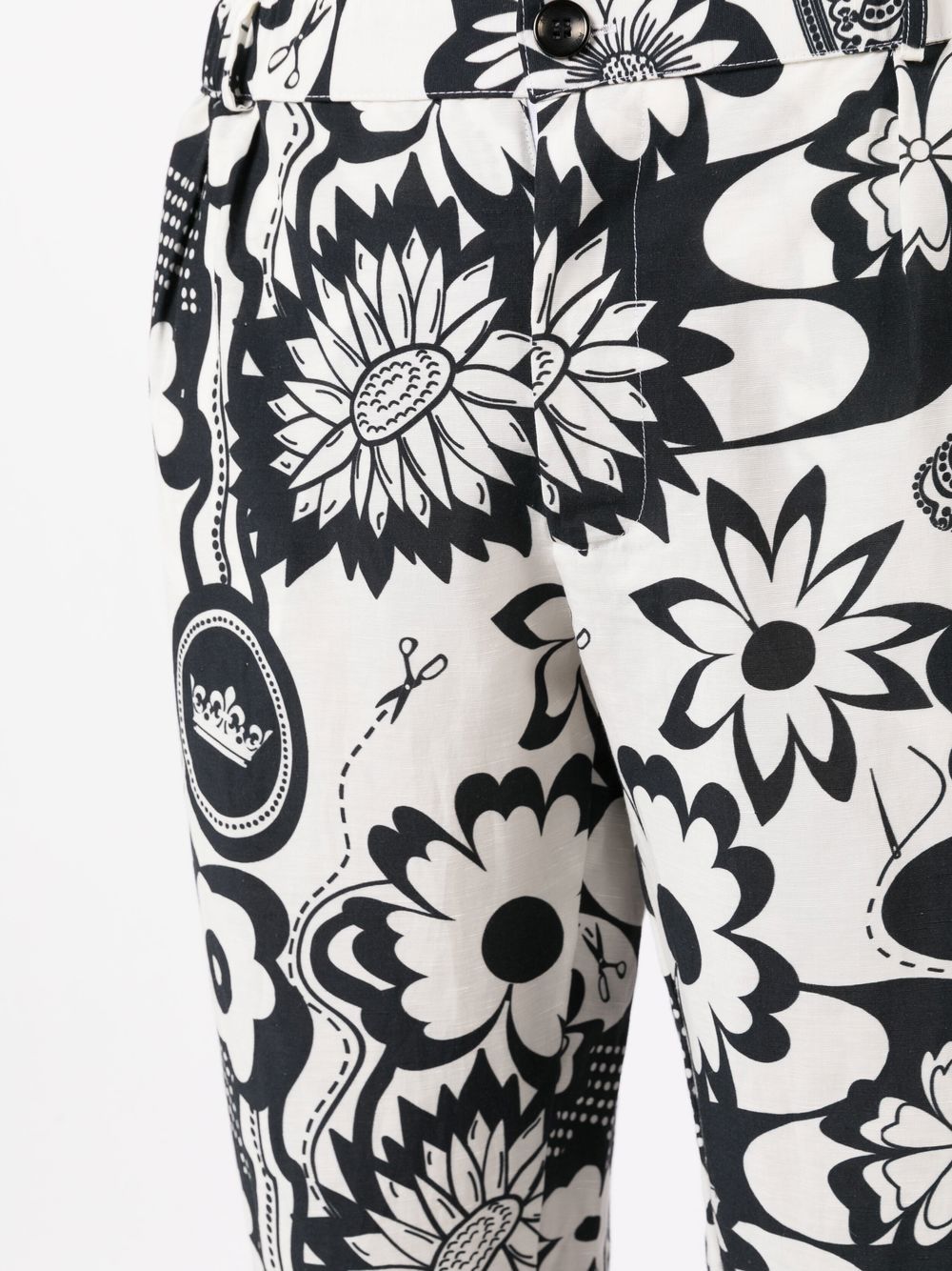 Shop Amir Slama Graphic-print Straight-leg Trousers In Black