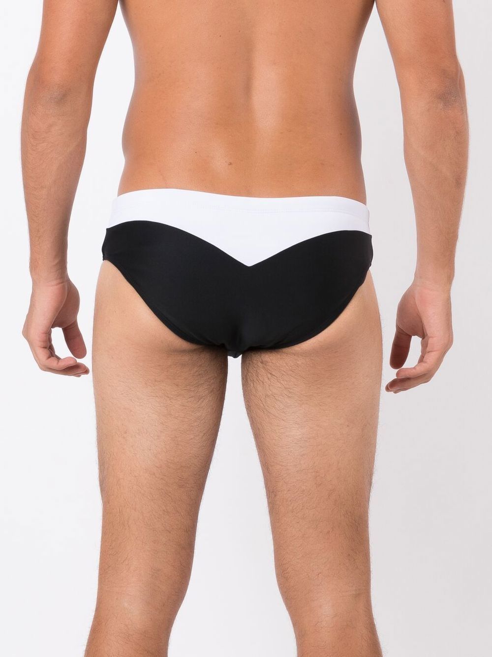 Shop Amir Slama Two-tone Slip-on Swim Trunks In Black