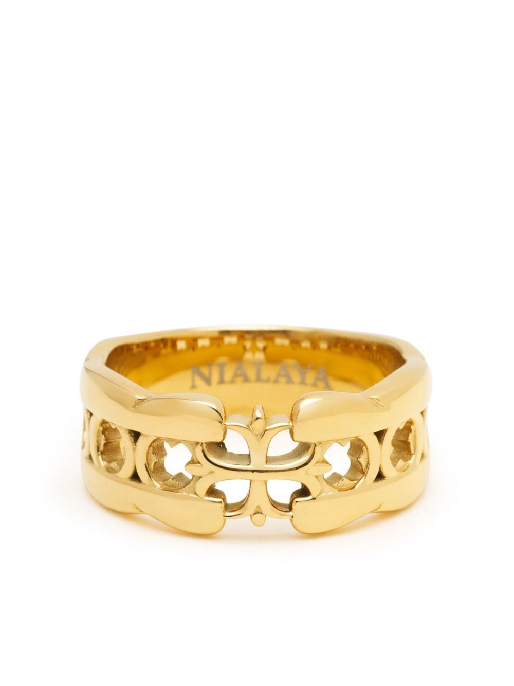 Nialaya Jewelry Cross band ring - Gold