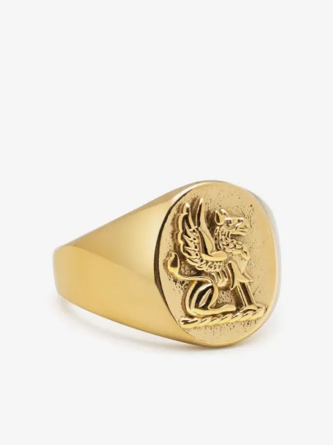 Nialaya Jewelry Lion Crest signet ring
