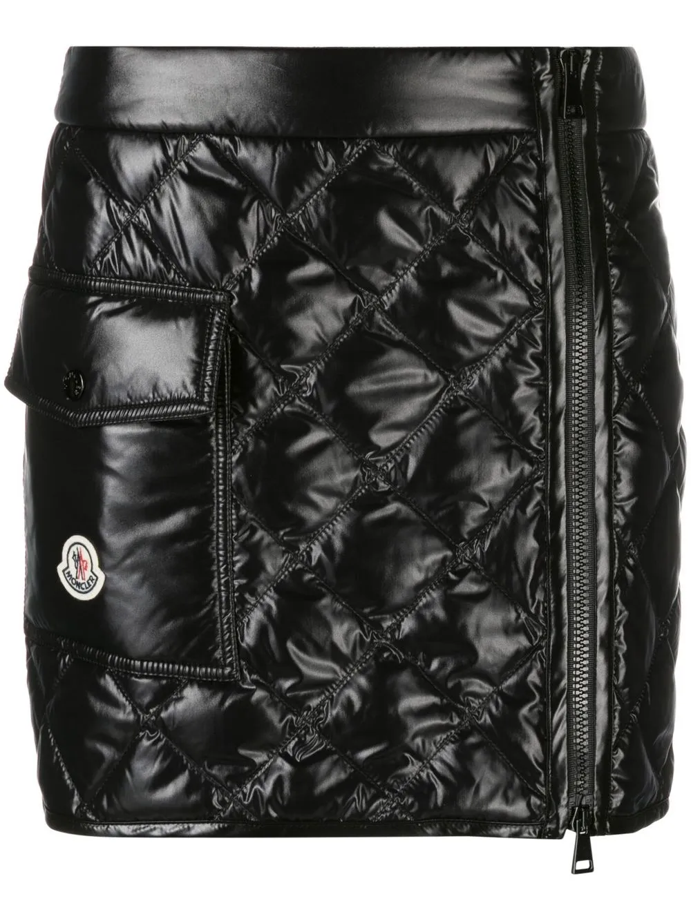 

Moncler falda corta capitonada con parche del logo - Negro