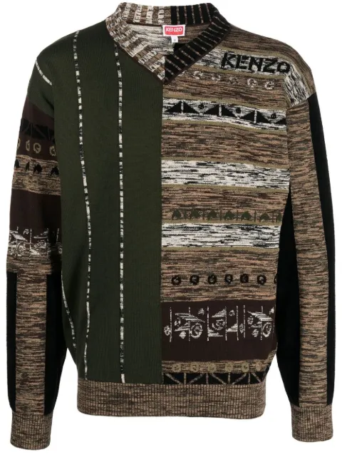 Kenzo patchwork V-neck jumper