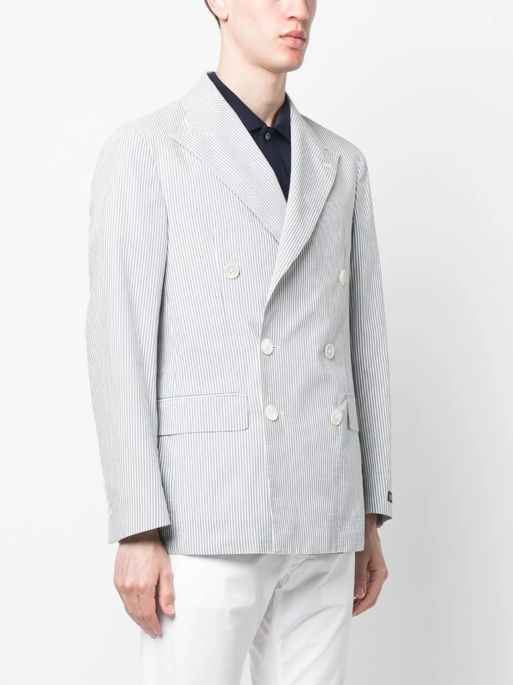 Lurex Striped Double Breasted Blazer | FINAL SALE