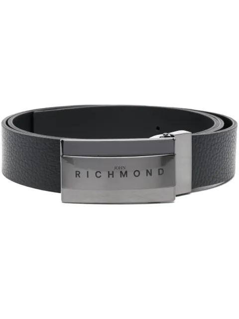 John Richmond engraved-logo buckle belt