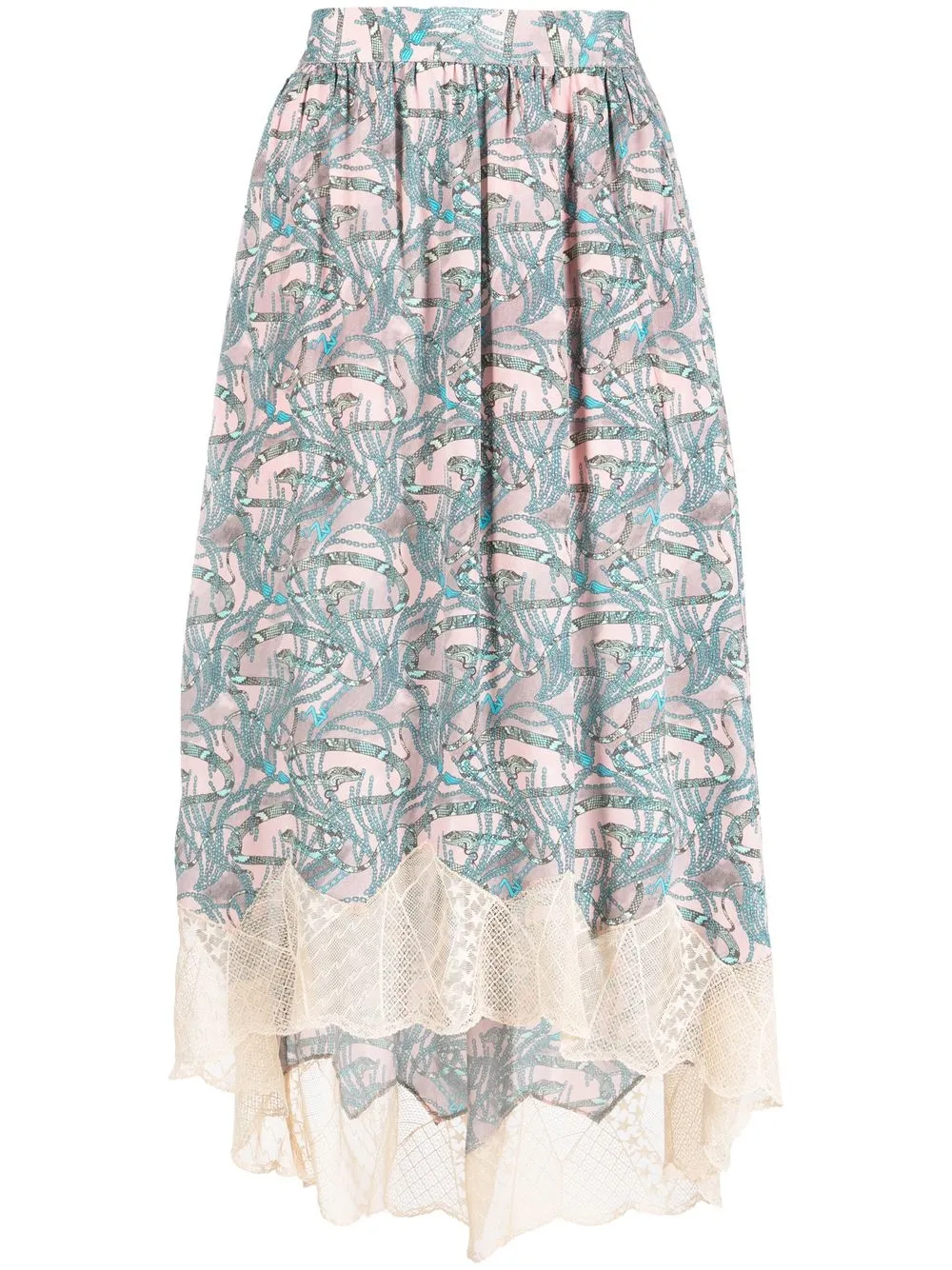 

Zadig&Voltaire printed lace-trim midi skirt - Pink