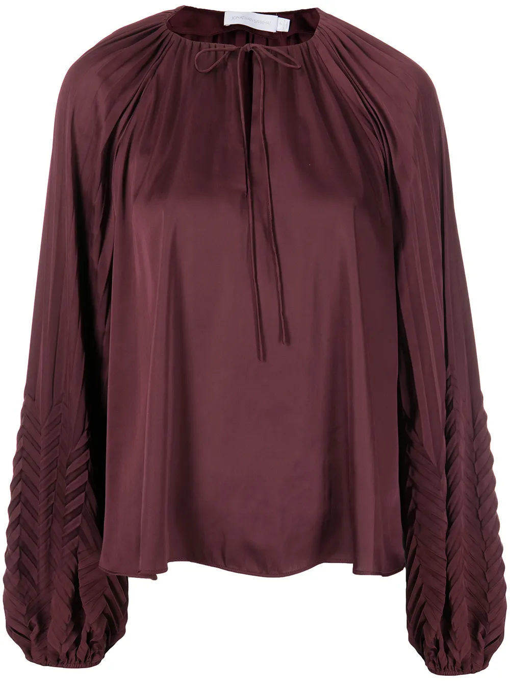 JONATHAN SIMKHAI PLEAT-DETAIL LONG-SLEEVE BLOUSE