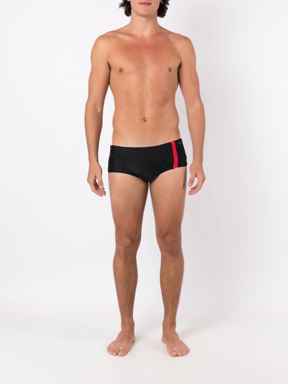 Shop Amir Slama Two-tone Striped Swimming Shorts In Black