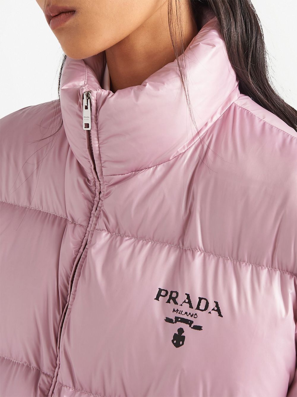 Shop Prada Re-nylon Hooded Down Jacket In Pink