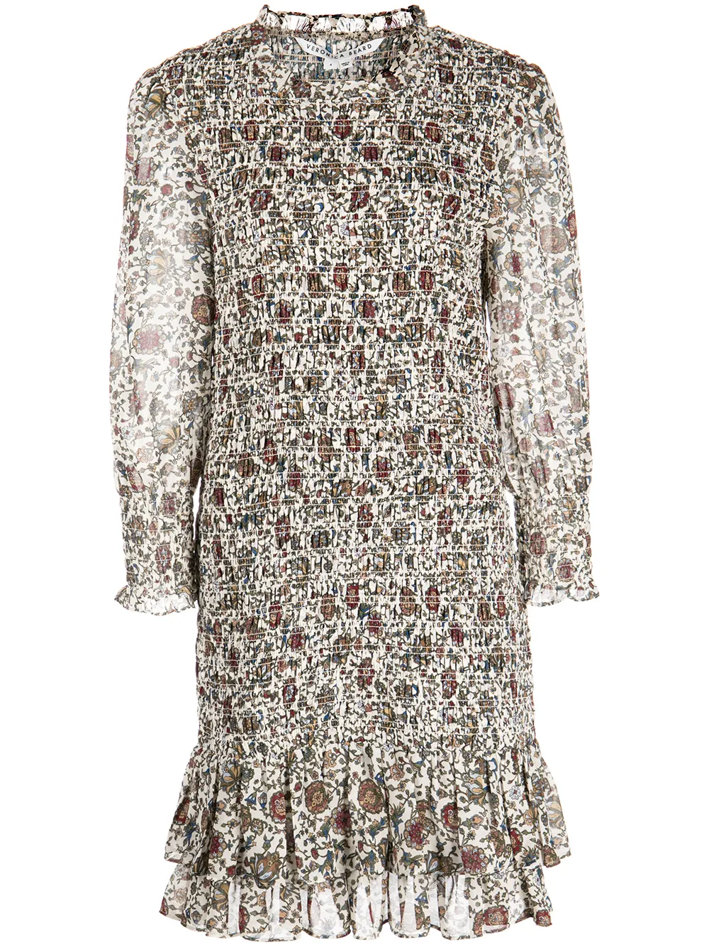 

Veronica Beard Farha shirred floral-print dress - White