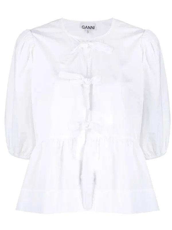 GANNI organic-cotton Peplum Blouse - Farfetch