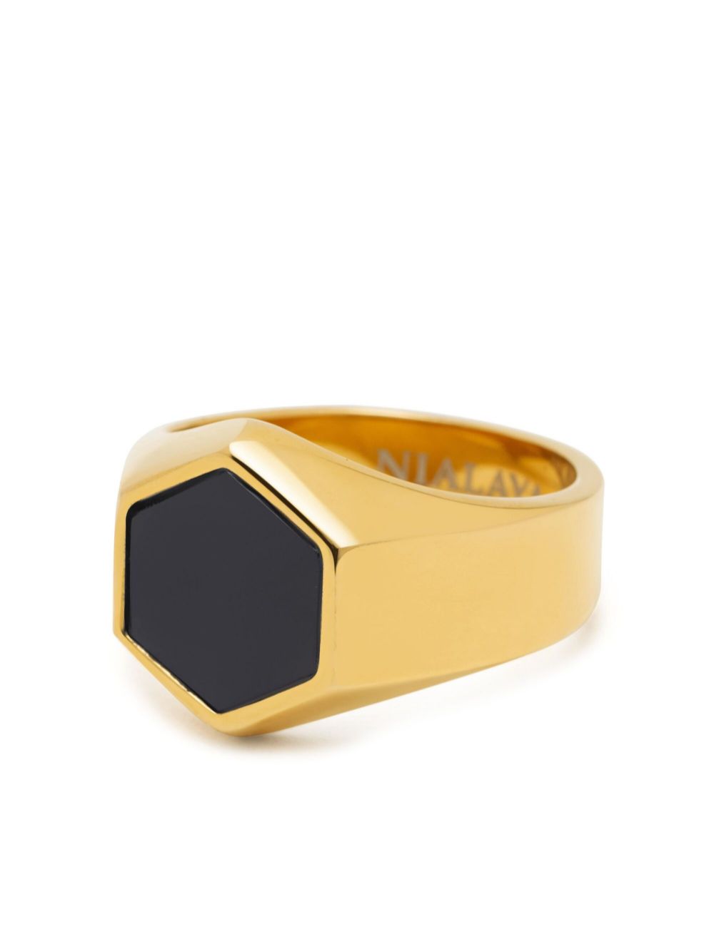 Nialaya Jewelry hexagon-shaped matte-stone ring - Gold