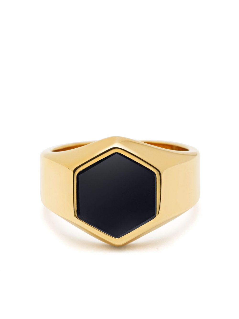 Nialaya Jewelry hexagon-shaped matte-stone ring - Gold