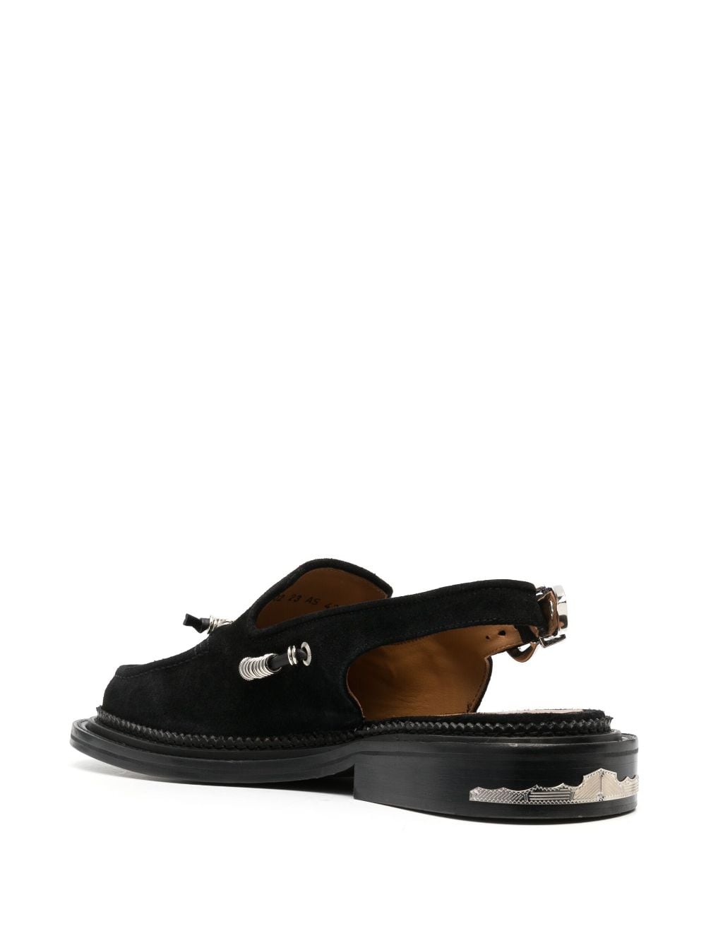 Shop Toga Sling-back Leather Loafers In Schwarz