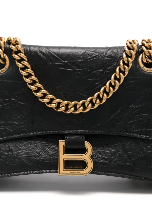 Balenciaga Small Crush Shoulder Bag | Black | FARFETCH