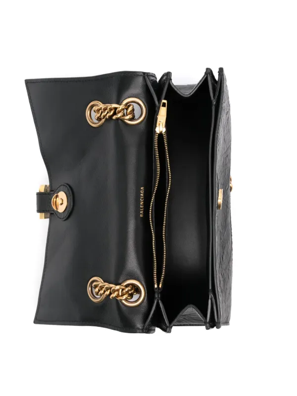 ショルダーバッグ・ポシェット Balenciaga Black Leather Small Crush Shoulder Bag Crush Small leather shoulder bag in black - Balenciaga