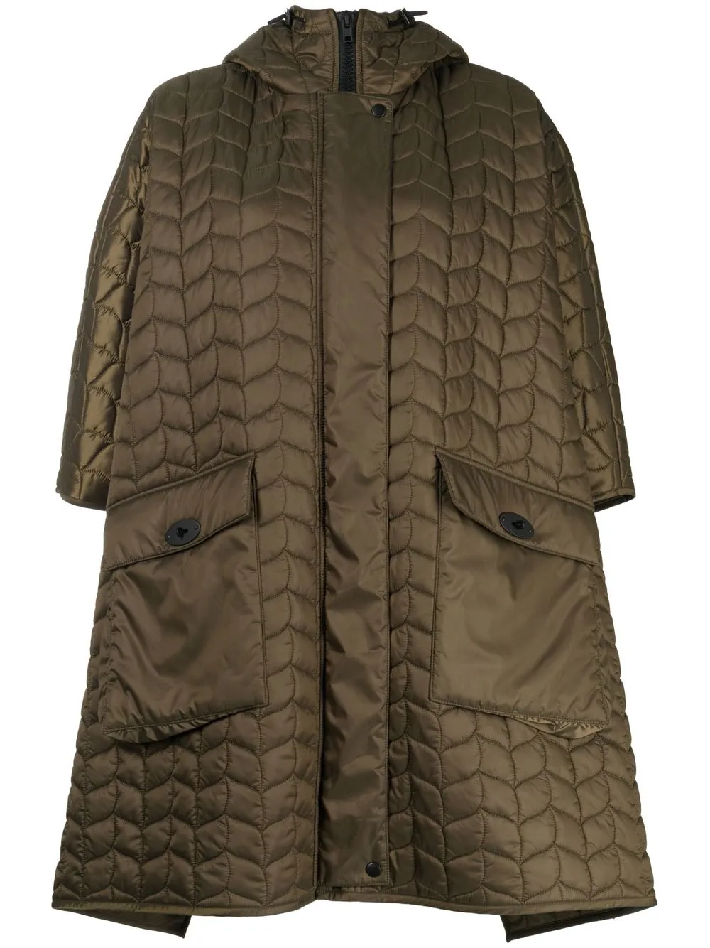 

Mulberry quilted hooded cape jacket - Green