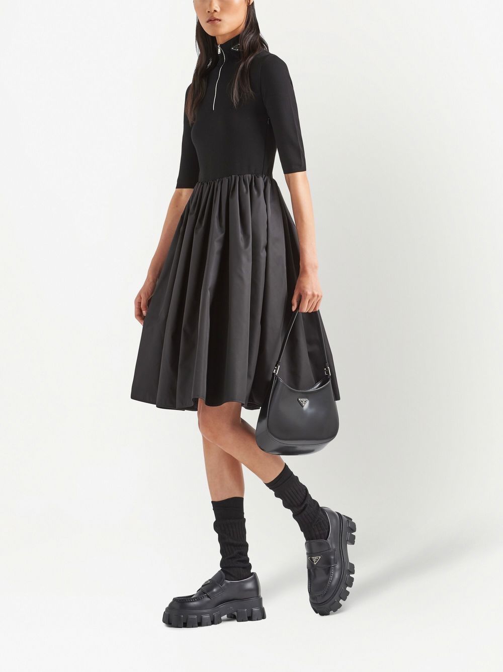 Prada Midi-jurk met vlakken - Zwart