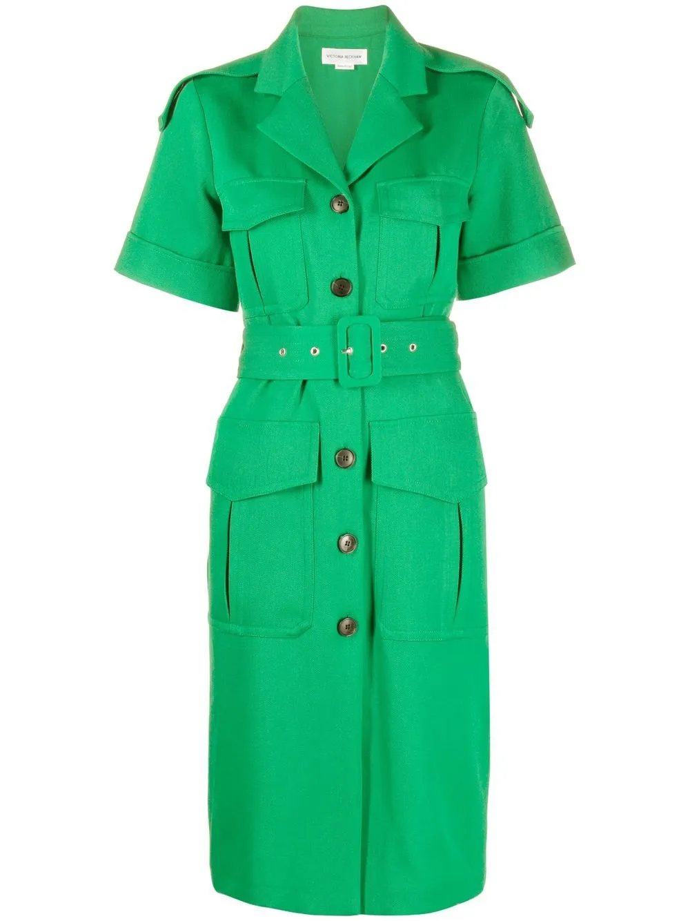 

Victoria Beckham vestido midi con cinturón - Verde