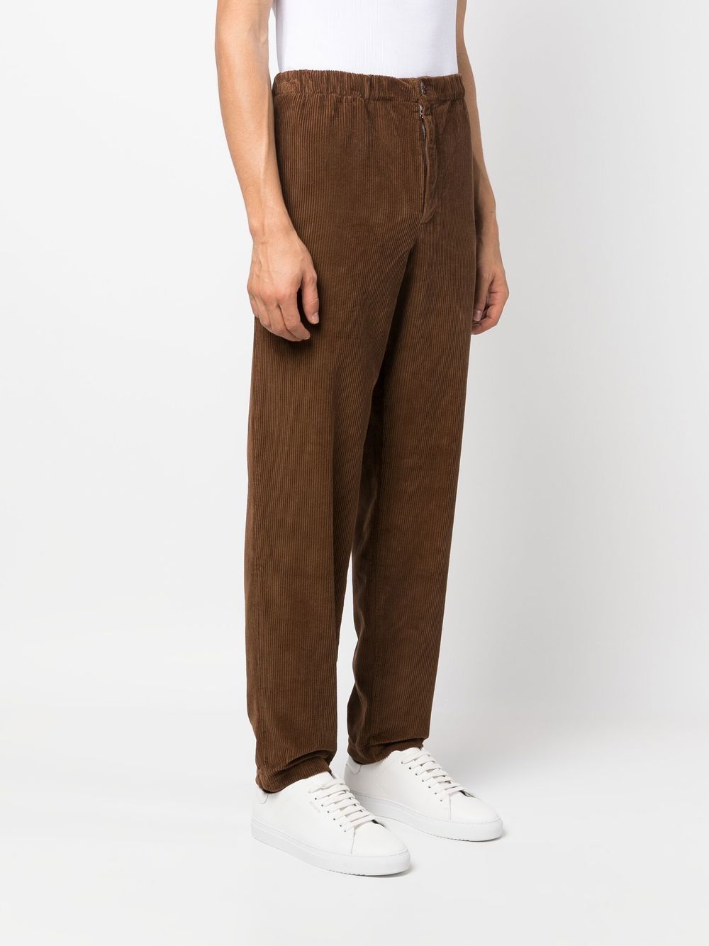 Shop Kenzo Logo-patch Tapered Corduroy Trousers In Braun