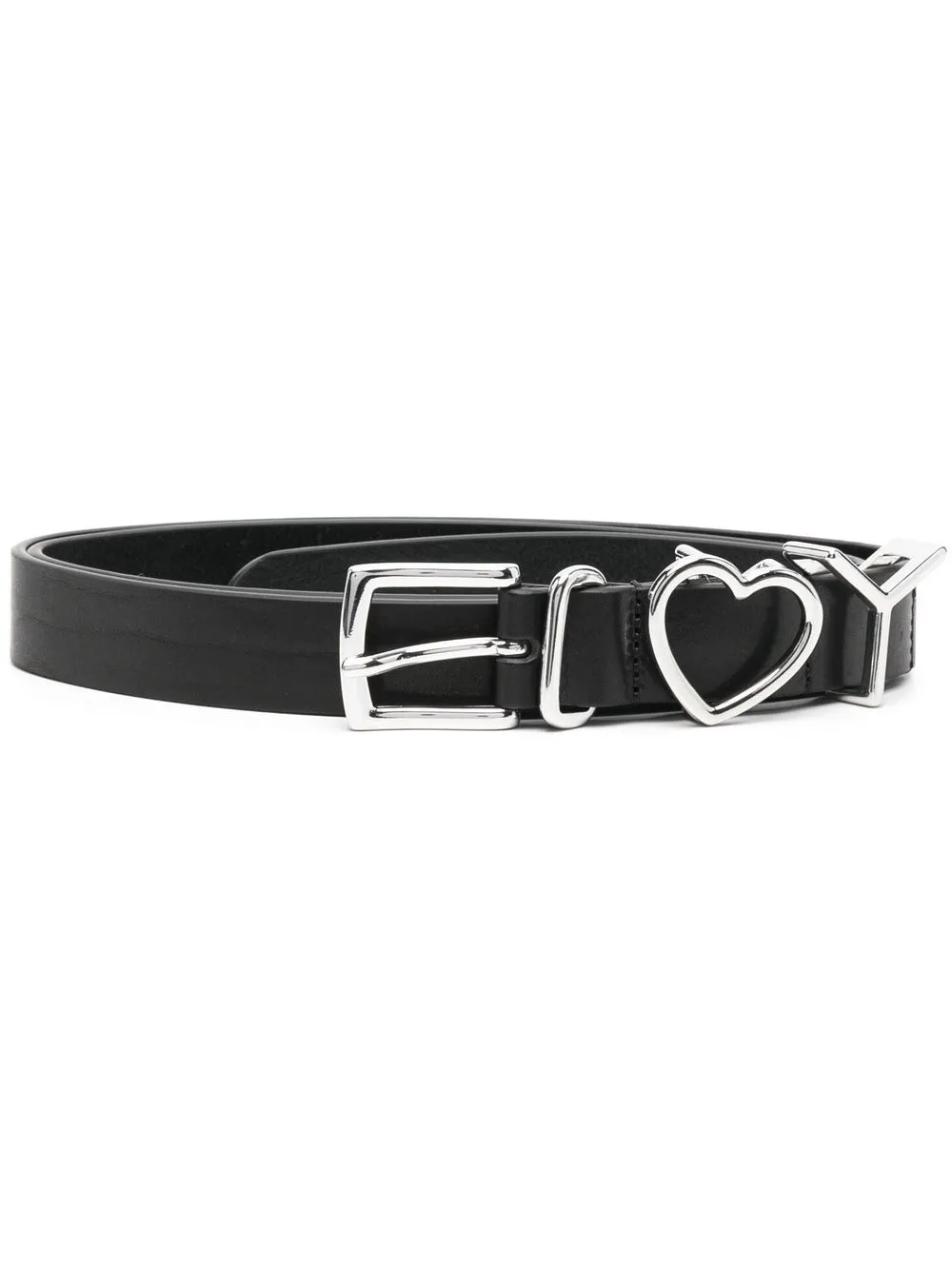 Shop Y/project Logo-buckle Leather Belt In Schwarz