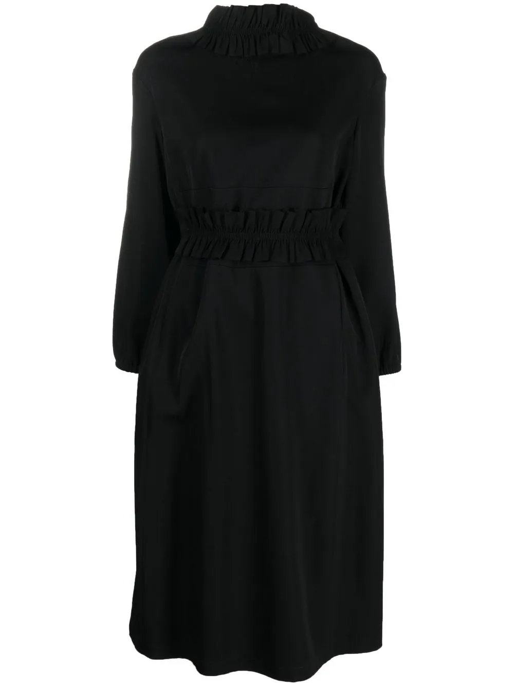 

Sara Lanzi vestido recto con volantes - Negro