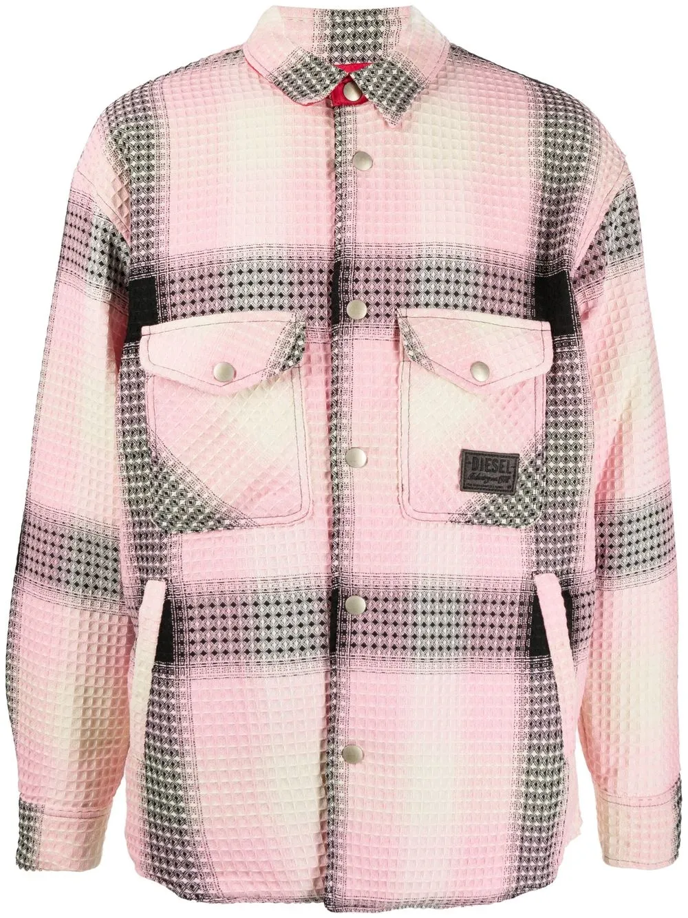 

Diesel sobrecamisa reversible con cuadros estampados - Rosado