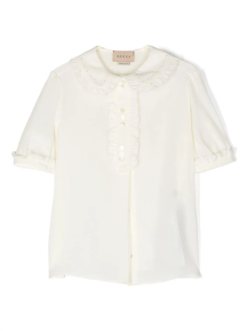 

Gucci Kids ruffled-trim silk shirt - Neutrals