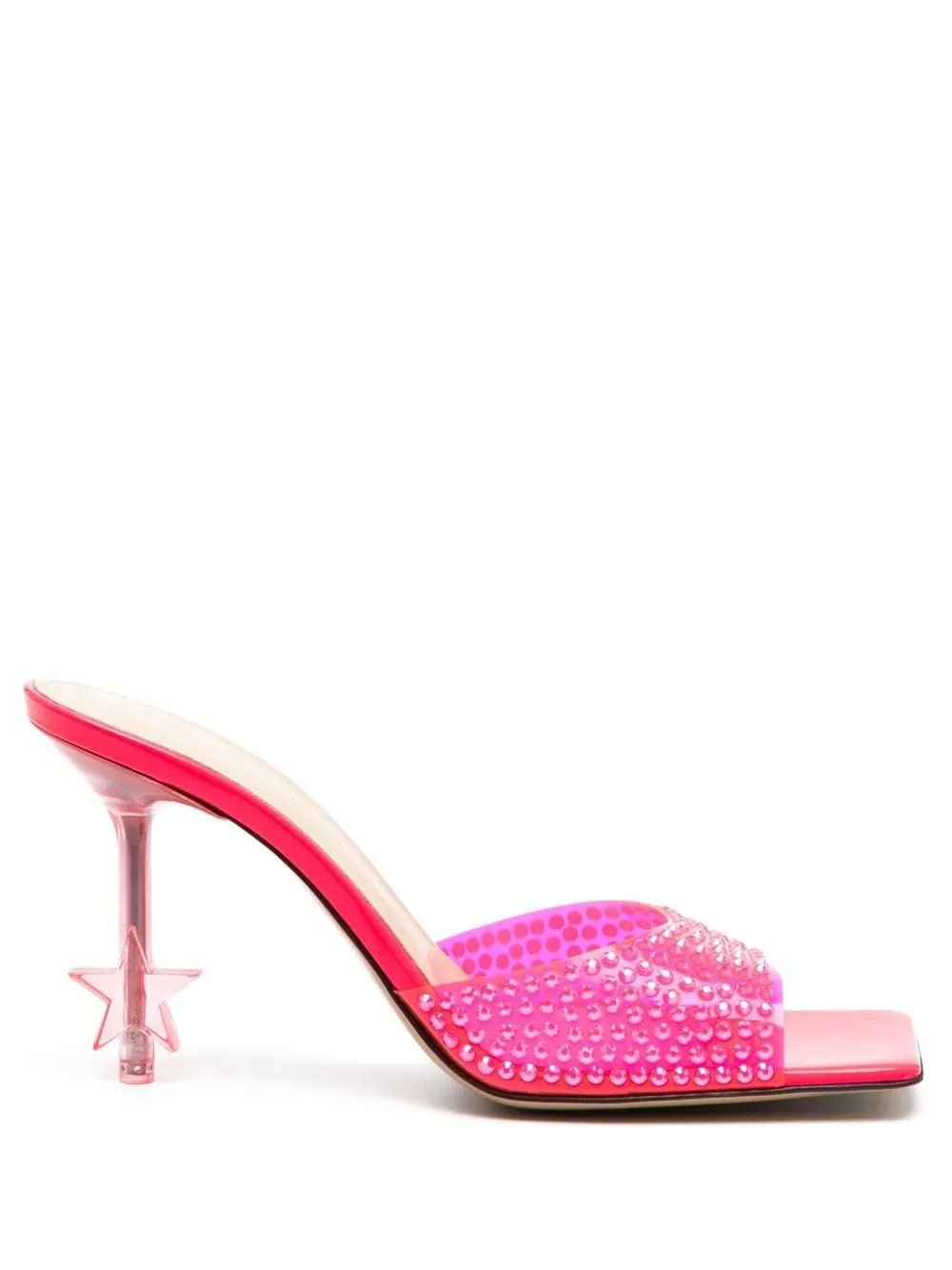 Mach&mach Crystal-embellished Pvc Star-heel Mules In Pink