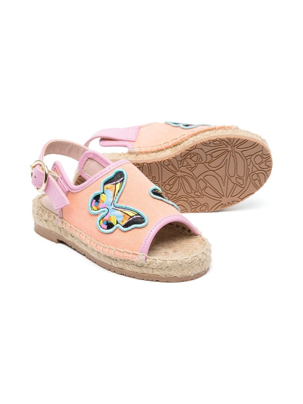 Shop Sophia Webster Mini Butterfly-embroidered Espadrille Sandals In Orange