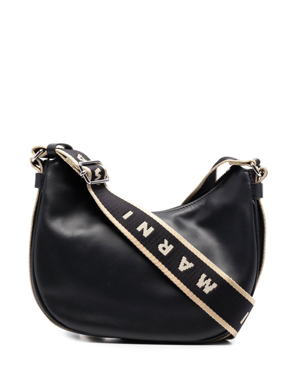 Marni logo-strap hobo bag – Black