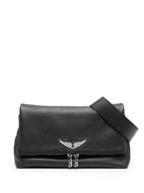 Zadig & Voltaire Twin's Zip Large Bag Black Leather, NEW