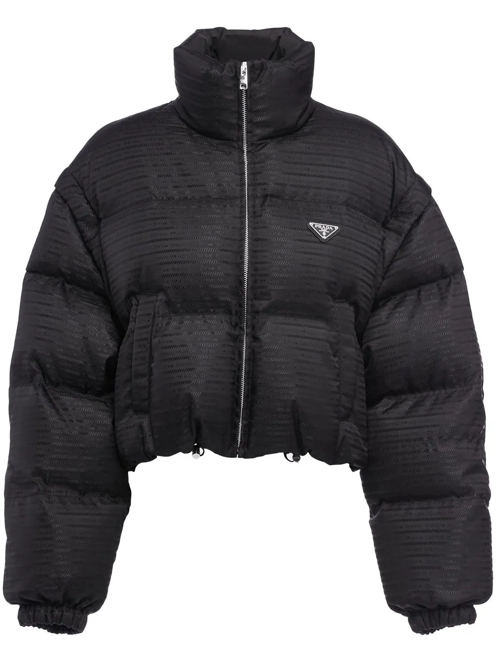 Shop Prada Re-nylon Cropped Down Jacket In Schwarz