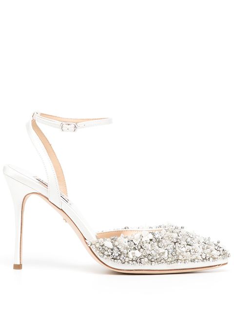 Badgley Mischka glitter-embellished 100mm pumps
