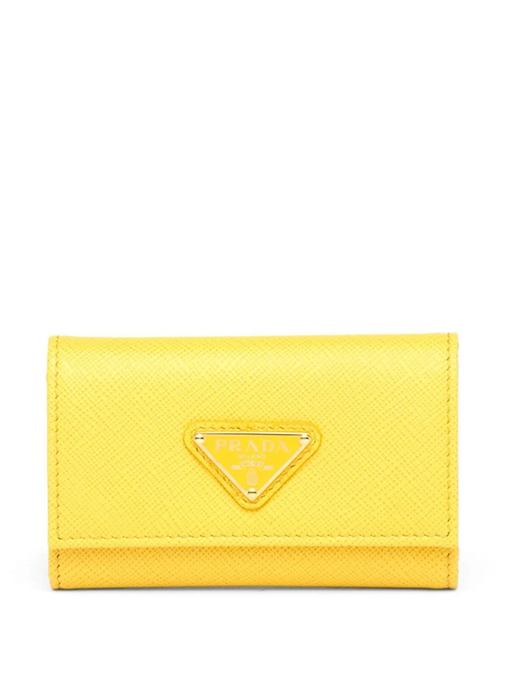 

Prada triangle logo-plaque key case - Yellow