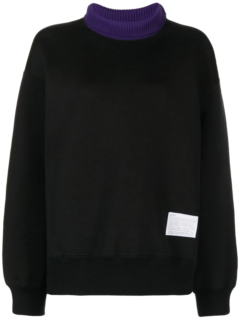 

Kolor ribbed-collar long-sleeve sweatshirt - Black