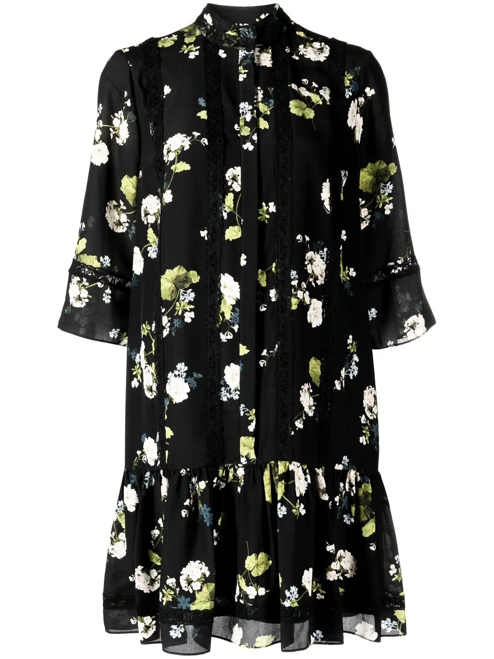 

Erdem vestido corto acampanado con estampado floral - Negro