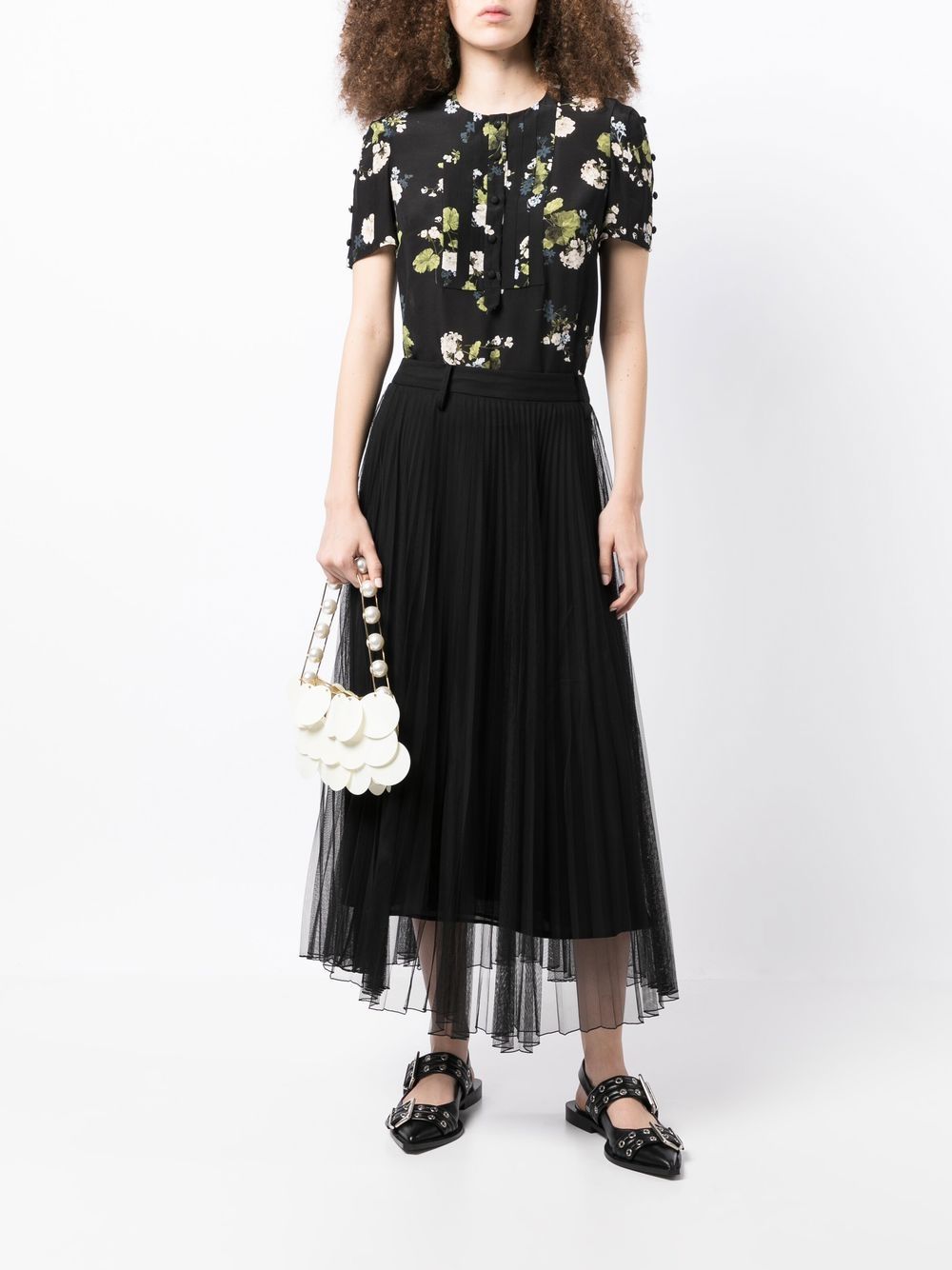 Erdem Blouse met bloemenprint - Zwart