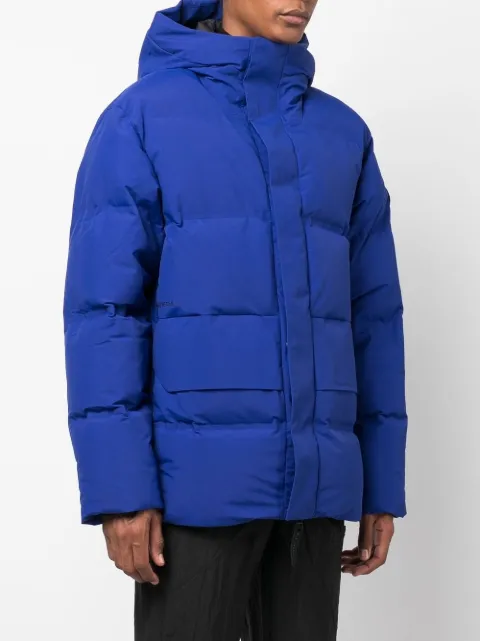 Norse Projects Logo-Print Hooded Padded Coat - Blue