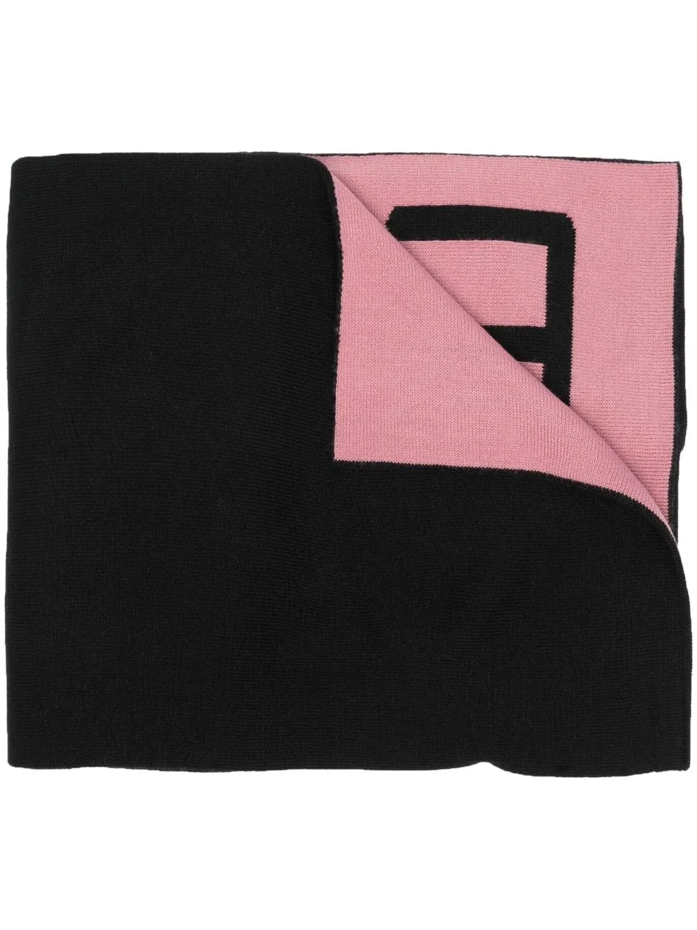 

Ea7 Emporio Armani Contrasting Oversized-Logo knitted scarf - Black