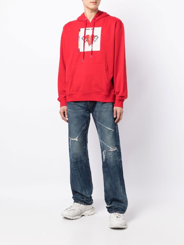 Red no hot sale sleeve hoodie