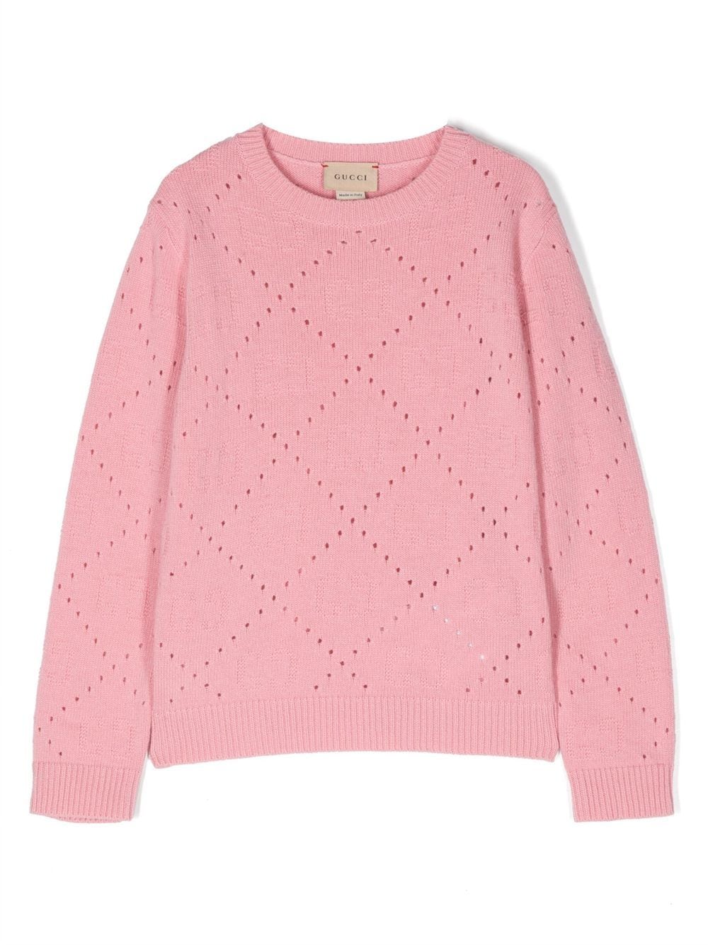 Gucci Kids' Open-knit Wool Jumper In Pink