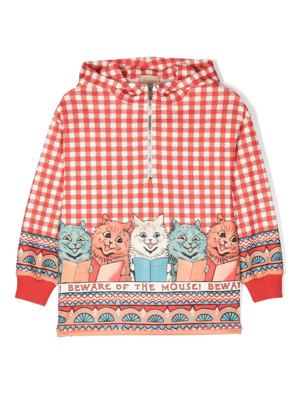 GUCCI CARTOON-PRINT CHECKED HOODIE