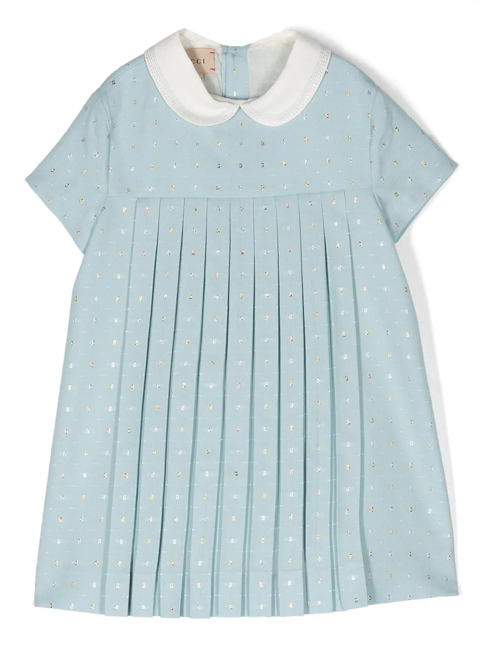

Gucci Kids pleated logo-embellished dress - Blue