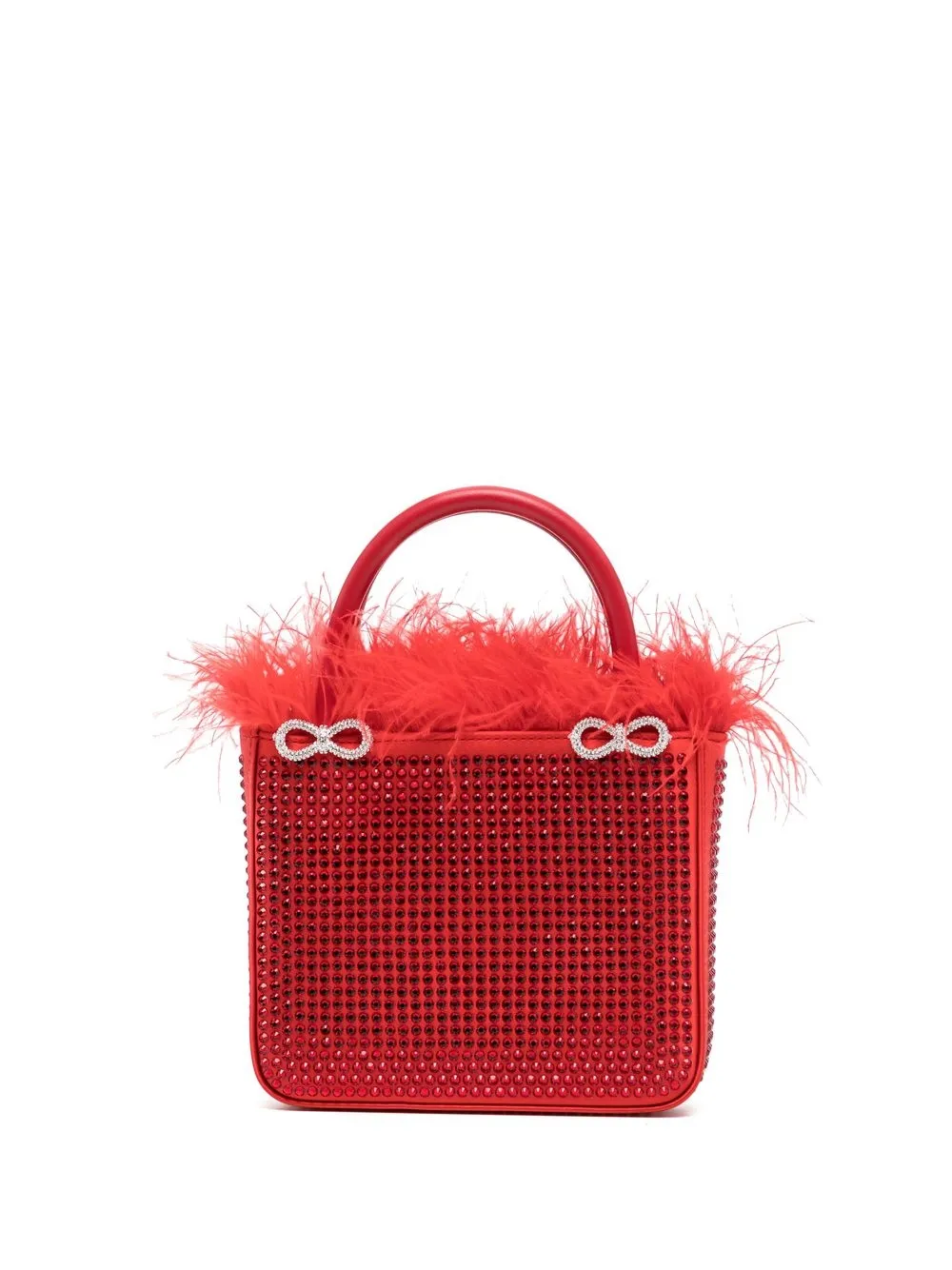 

MACH & MACH bolsa mini con ribete de plumas - Rojo